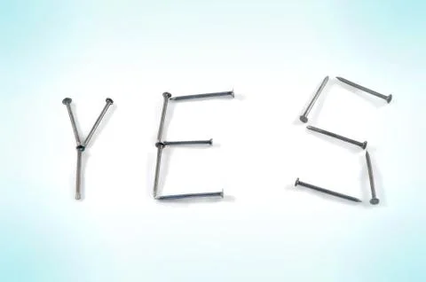 Yes answer built of nails. right solution. Stock Photos