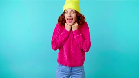 Yes approval gesture and winner woman smiling, say Yes. Excited happy young lady Stock Footage 249406751