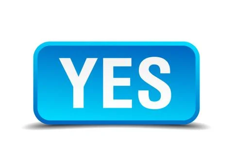 Yes blue 3d realistic square isolated button Stock Illustration