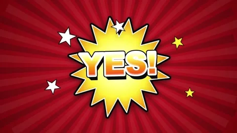 Yes Cartoon Comic animated word showing a positive affirmative expression Stock Footage 345939362