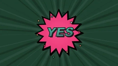 Yes Cartoon Comic dynamic text bubble animation with vibrant colors and retro Stock Footage 345939388