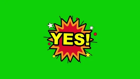 Yes Cartoon Comic pop art speech bubble with explosion effect and stars Stock Footage 345939379