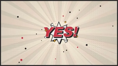 Yes Cartoon Comic pop art style illustration with explosion star and halftone Stock Footage 345939392