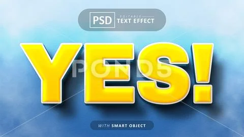 Yes cartoon style text effect design PSD Template