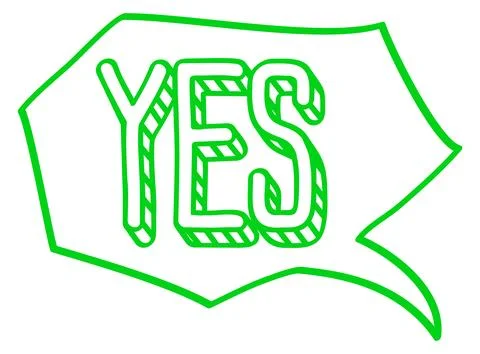 Yes chat message doodle. Hand drawn comic balloon Stock Illustration