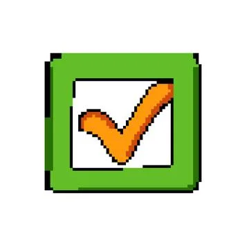 Yes check mark pixel art vector illustration Stock Illustration