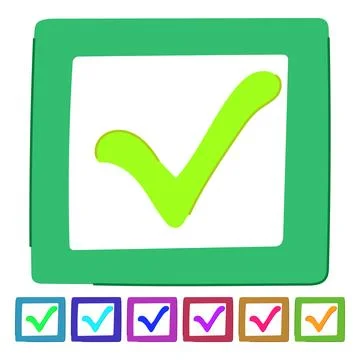 Yes check mark vector cartoon graphic Illustrazione stock