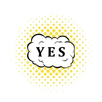 Yes in cloud icon, comics style Illustrazione stock