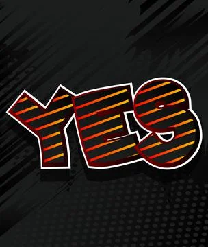 Yes. Comic book word text on abstract comics background. Retro pop art style  Stock-Illustration