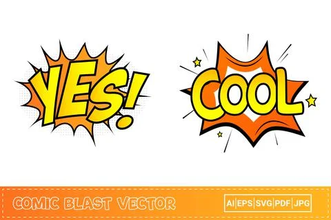 Yes, comic explosion with orange and yellow color. Cool, a comic blast with o Stock Illustration