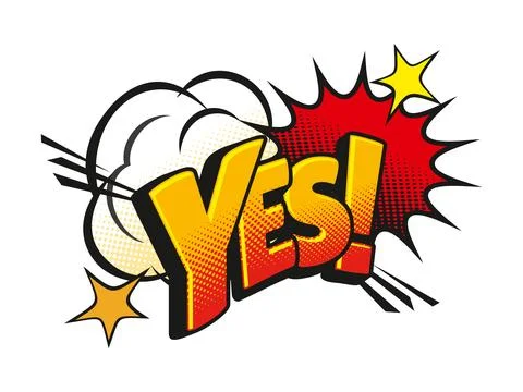 Yes comic sound effect speech bubble tag or label Stock Illustration