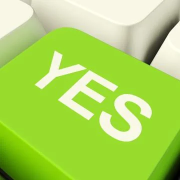 Yes computer key in green showing approval and support Stock Illustration