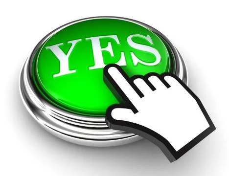 Yes green button and pointer hand Stock Illustration