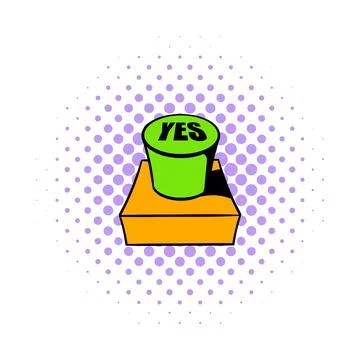 Yes green button icon, comics style Stock-Illustration