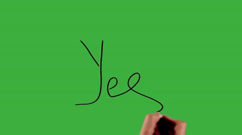 Yes - Hand writing on green screen Stock Footage 33784264