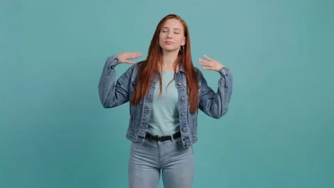 Yes, i do this. Close up of a cheerful woman with joyful expression, achievement Stock Footage 144616948