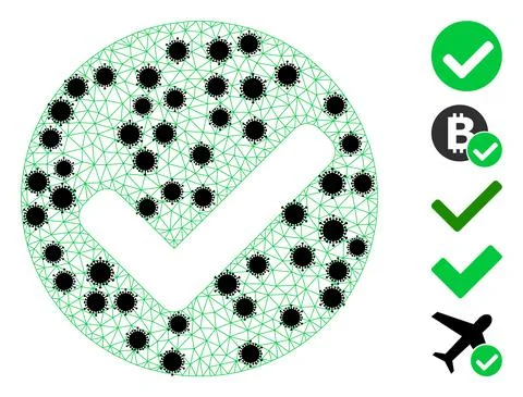 Yes Mark Polygonal Mesh Icon with Flu Nodes Illustrazione stock