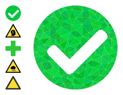 Yes Mark Triangle Icon and Other Icons Stock Illustration