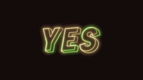 Yes Neon Text Seamless Loop 4K (Black Background) Stock Footage 310361613