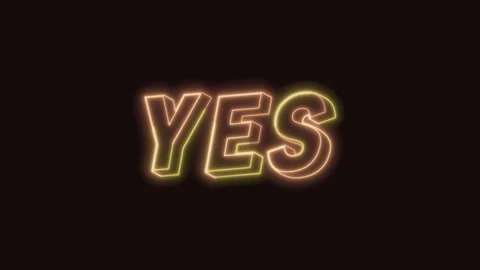 Yes Neon Text Seamless Loop with Black Background 4K Video stock 311433628