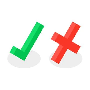 Yes No Accept Reject Checkmark Cross Isometric Stock Illustration