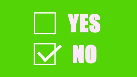 Yes no answer questionnaire animation against green screen. Tick sign or cros Stock Footage 157544444