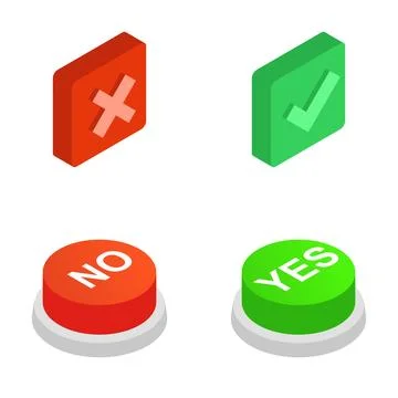 Yes no buttons with check mark and cross symbols Stockillustratie