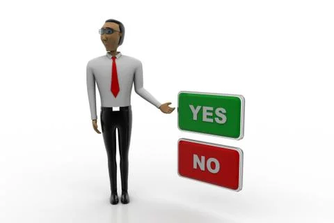 Yes no buttons with man Gratis stockillustratie