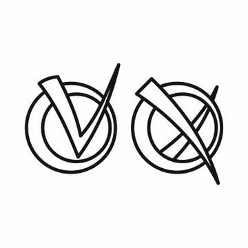 Yes No check marks icon, outline style 스톡 일러스트
