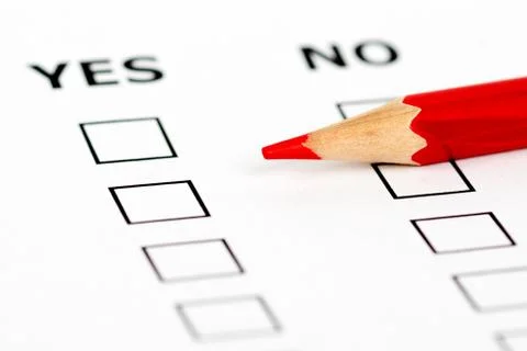 Yes no empty questionnaire red pencil Stock Photos