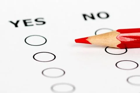 Yes no empty questionnaire red pencil Stock Photos