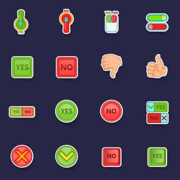 Yes no icons set vector sticker Stock Illustration
