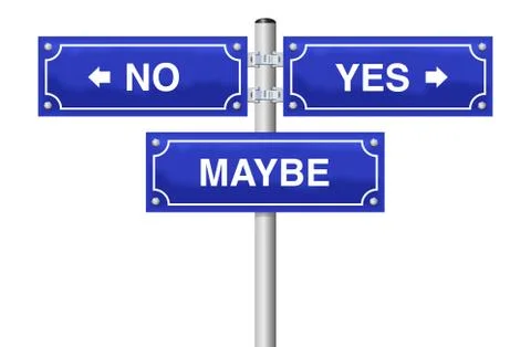 Yes No Maybe Make Decision Street Sign 스톡 일러스트