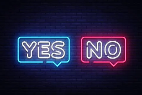 Yes No Neon Text Vector. Yes No neon sign, design template, modern trend design Stock Illustration