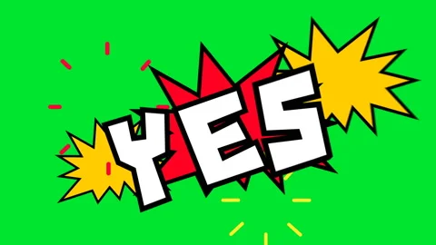 Yes ,no ,okay in comic strip speech cartoon animation style on green screen Stock Footage 132715355