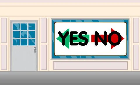 Yes no right wrong answer business concept with front door background. Bar, C Stock Illustration