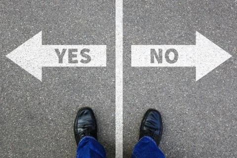 Yes no right wrong answer business concept solution decision decide Stock Photos