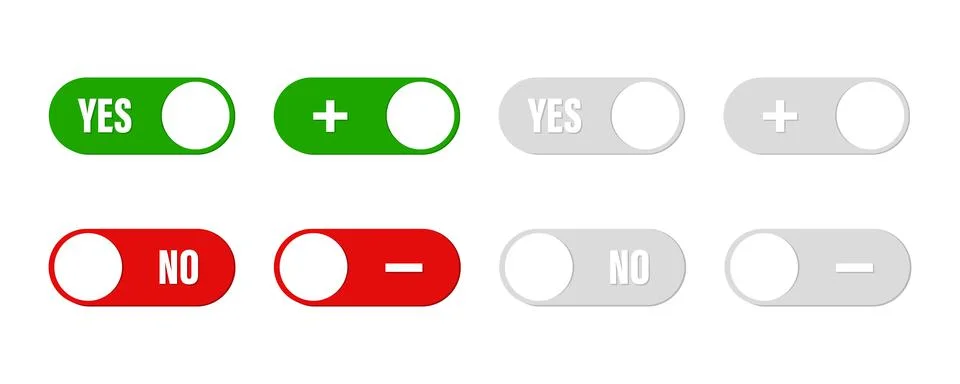 Yes , no switch buttons . Set of buttons with consept choice,  yes or no , pl Stock Illustration