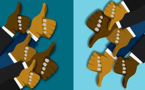 Yes no thumbs up and down flat design Illustrazione stock