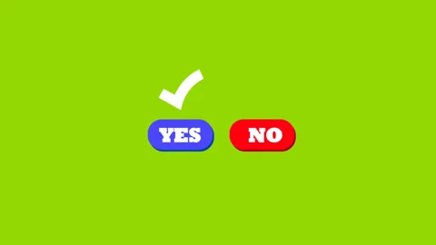Yes No Tick check mark sign on Green screen. Yes No Tick and cross sign Stock Footage 228091129