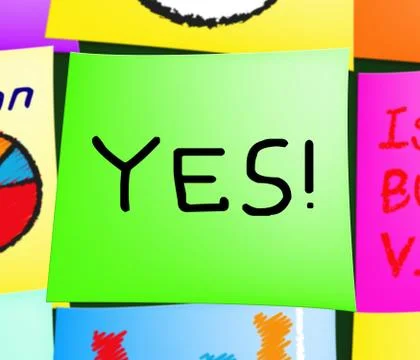 Yes Note Displays Optimist Mindset 3d Illustration Stock Illustration