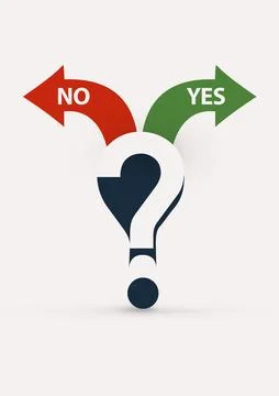 Yes or no arrows with question mark for business decision concept Stock Illustration