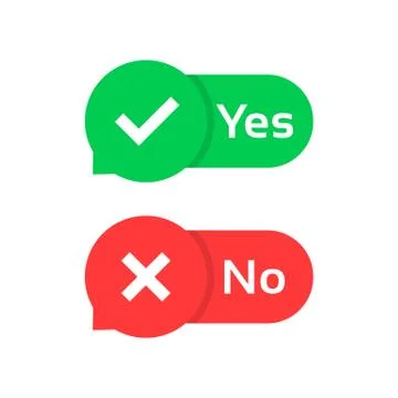 Yes or no check marks color bubble Stock Illustration