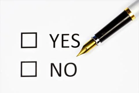 Yes or no, the choice of the answer to the voting question. Stock Photos