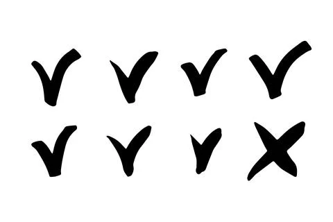 Yes or no concept. Brush check marks, cross Stock Illustration