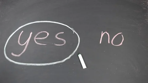 Yes or No decision making - choosing YES on chalkboard Stock Footage 84010257