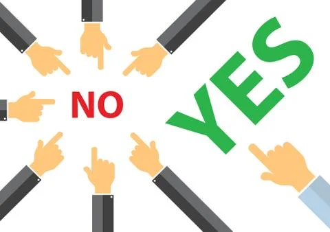 Yes or no , peer pressure concept - think different concept Stock Illustration