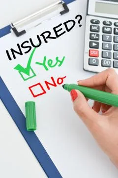 Yes or no question regarding the insurance Stock-Fotos