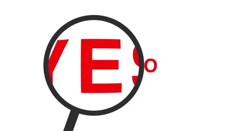 Yes or No Text Magnifying Glass Animation 4K Stock Footage 154037984
