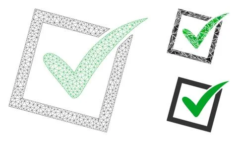 Yes Poll Vector Mesh 2D Model and Triangle Mosaic Icon Stock Illustration